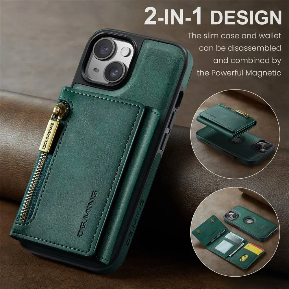 DG.MING M5 Series Magnetic 2-in-1 Wallet Leather Phone Case For iPhone 13 ProMax